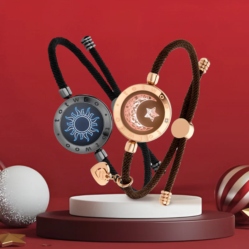 [ Red Gift Packaging] Sun & Moon Touch Bracelets with Milan Rope (Black+Brown) - Image 4