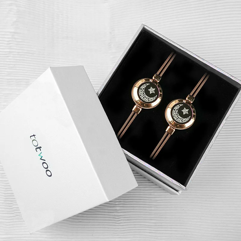 Moon & Moon Touch Bracelets with Snake Chain (Rose Gold+Rose Gold) - Image 8