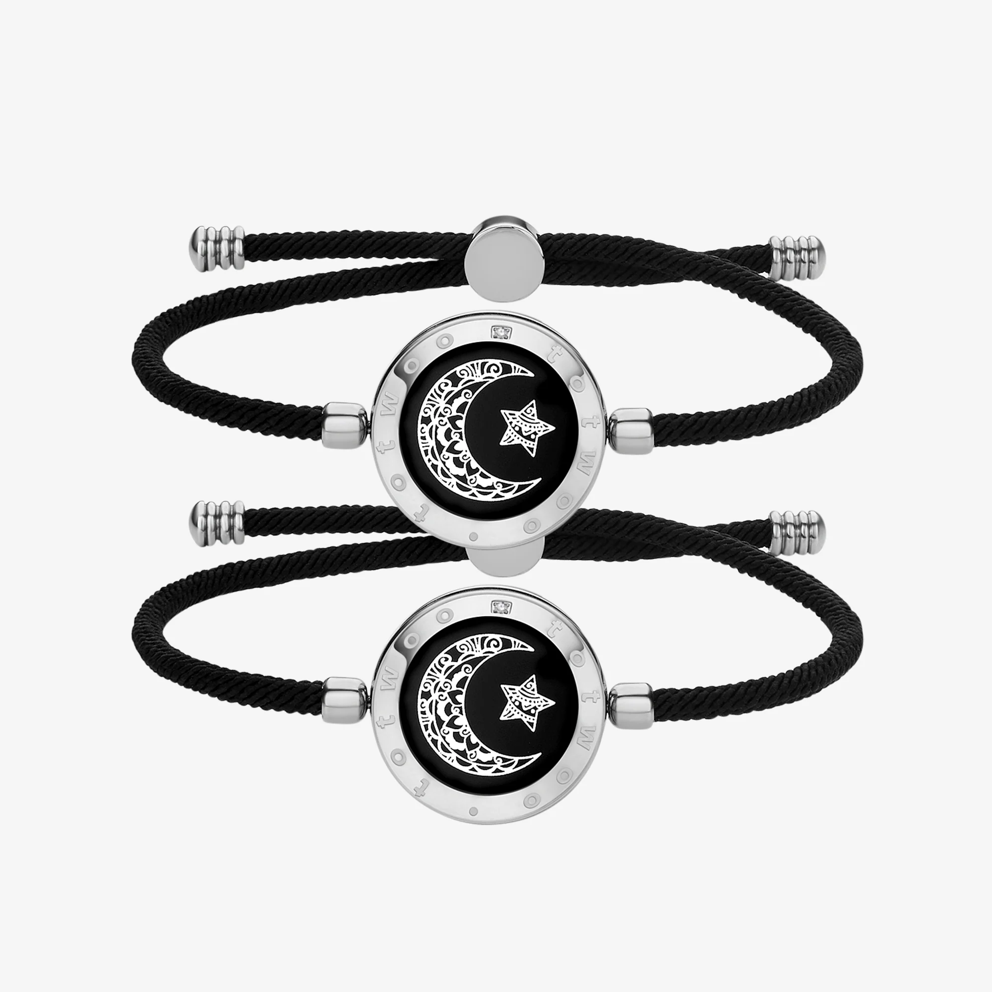 Moon & Moon Touch Bracelets with Milan Rope (Black+Black)
