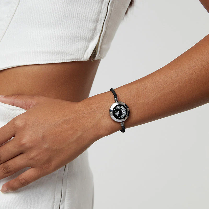 Moon & Moon Touch Bracelets with Milan Rope (Black+Black) - Image 3