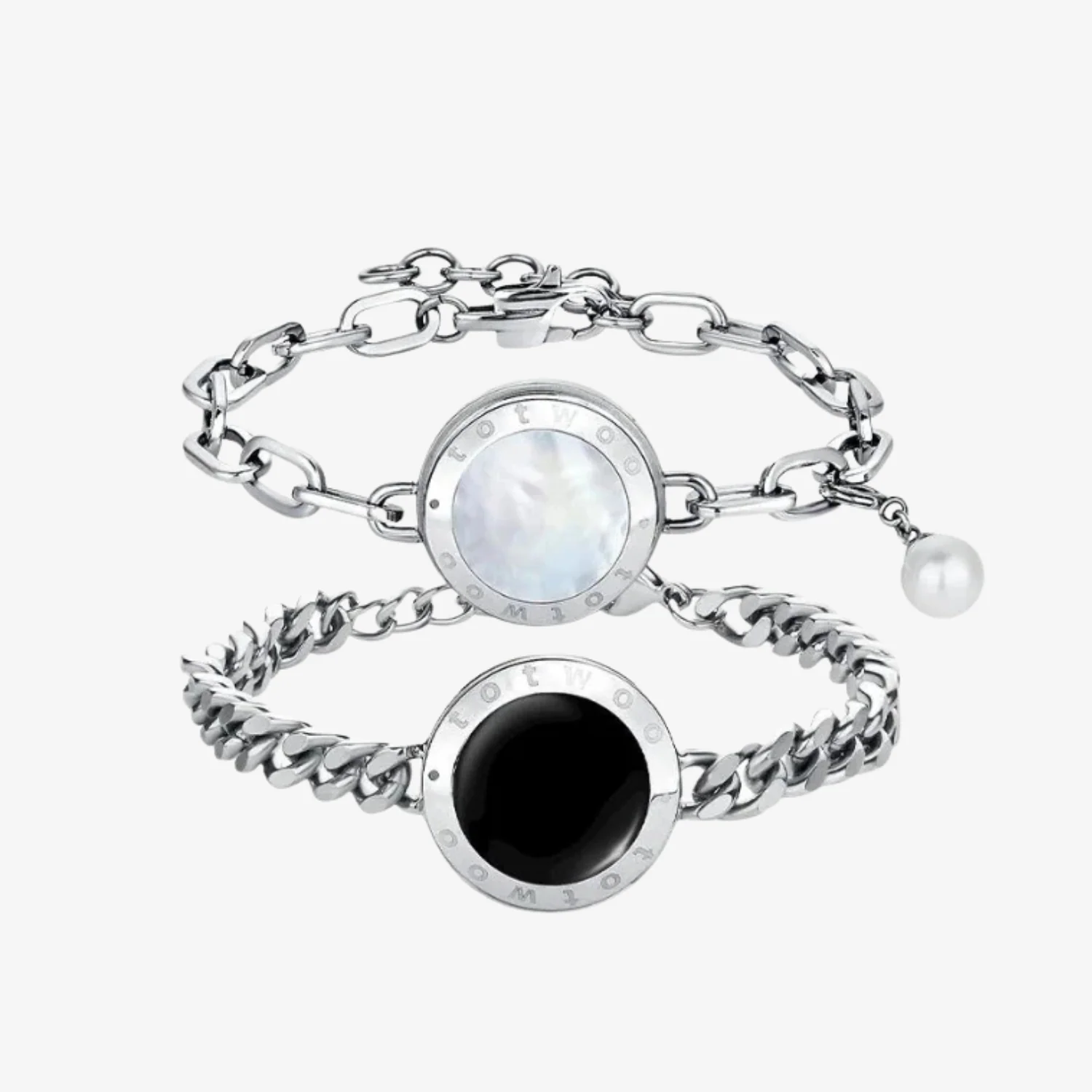 Soulmate 2.0 Touch Bracelets(Silver Cuban Chain+Silver Paperclip Chain)
