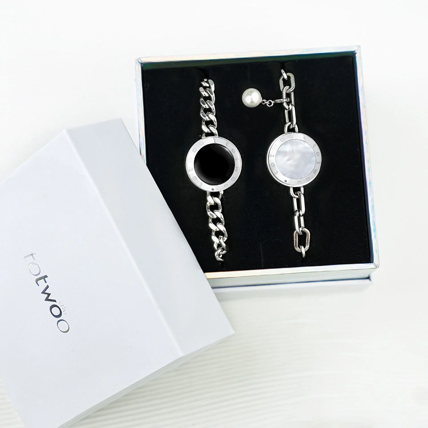 Soulmate 2.0 Touch Bracelets(Silver Cuban Chain+Silver Paperclip Chain) - Image 11