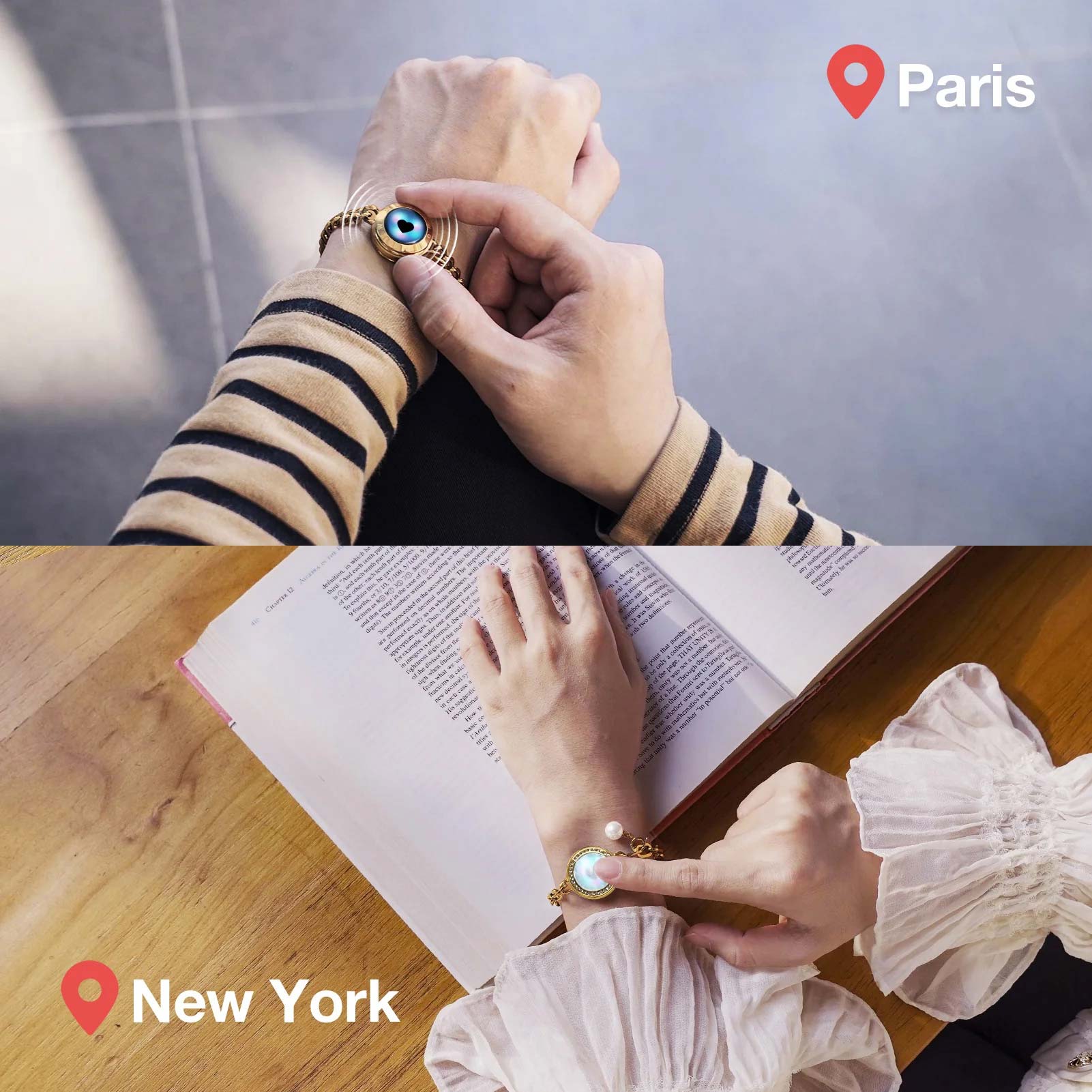 Soulmate 2.0 Touch Bracelets(Gold Cuban Chain+Paperclip Chain) - Image 4