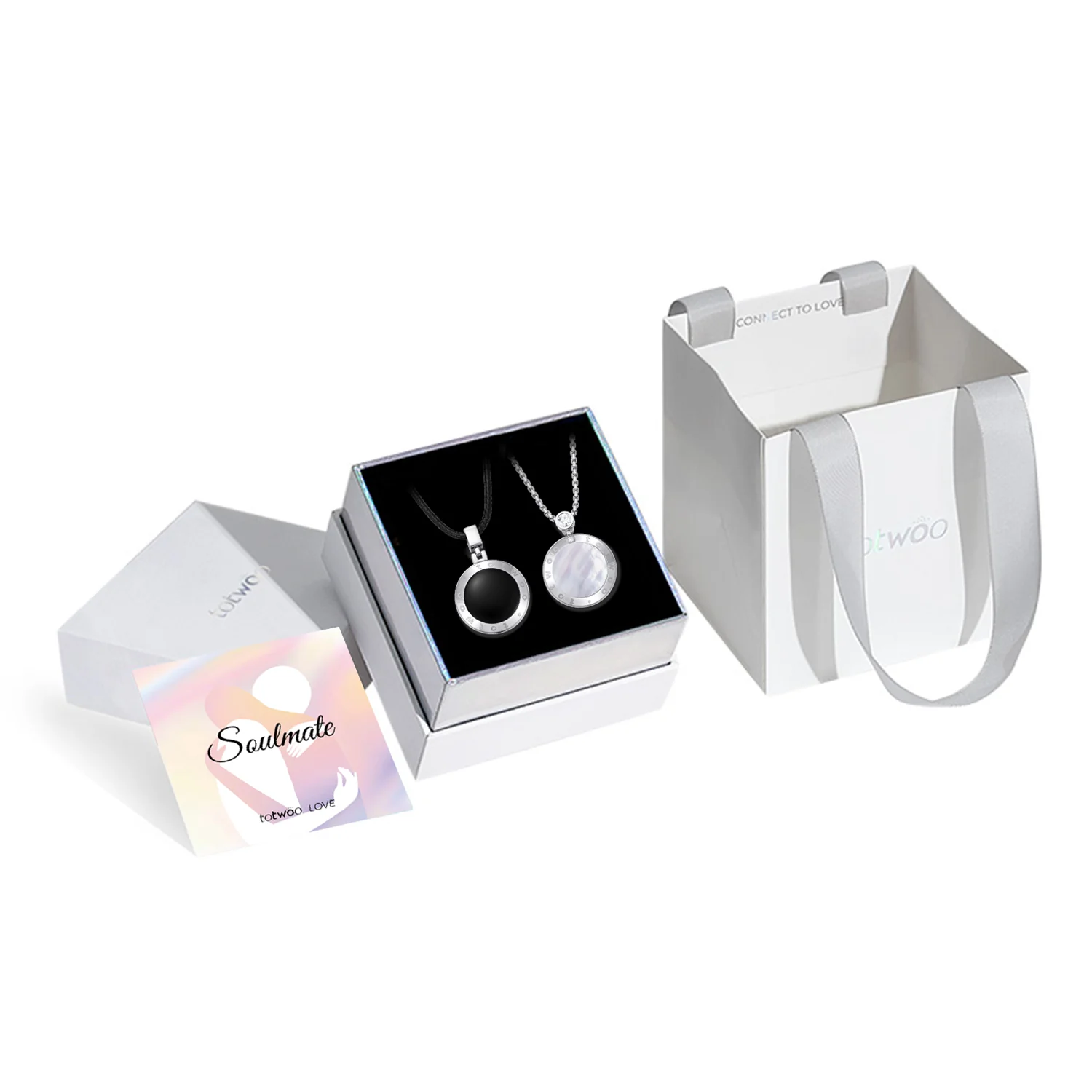 Soulmate 2.0 Touch Necklaces with Obsidian and Mother of Pearl Panels - Image 12