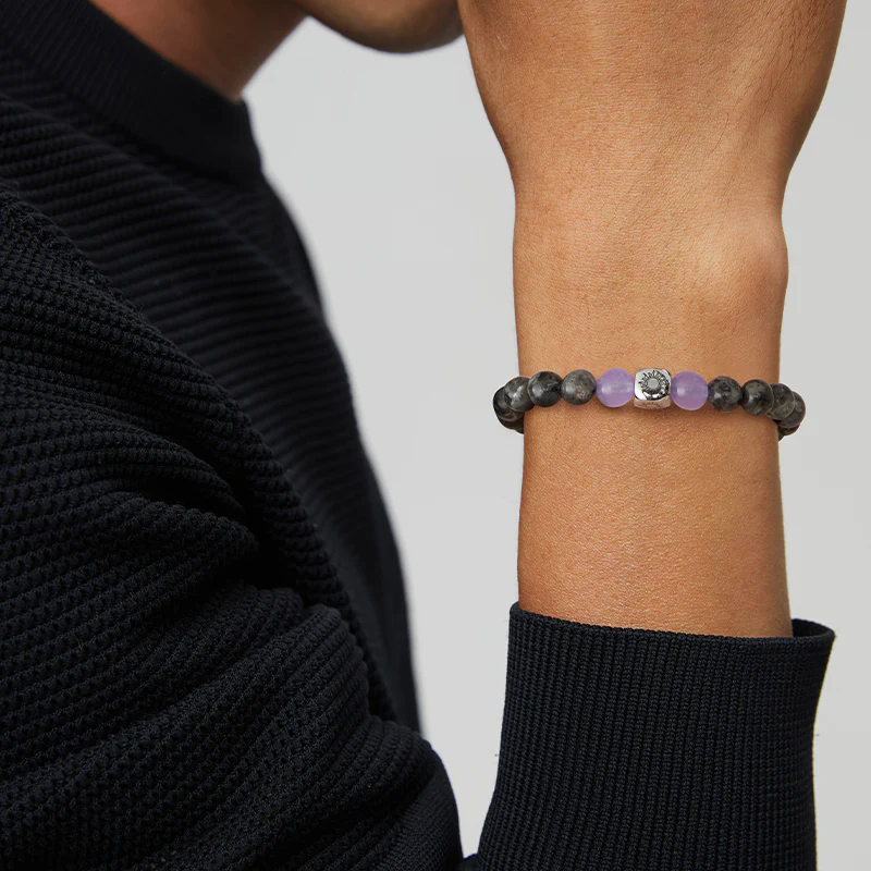 Sun & Moon Beaded Bracelets in Purple and Black - Image 3