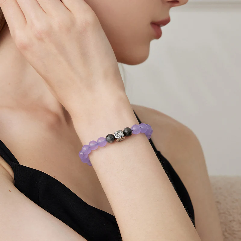 Sun & Moon Beaded Bracelets in Purple and Black - Image 4