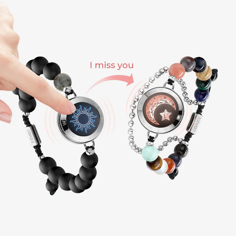Sun & Moon Celestial Touch Bracelets with 13 Natural Stone Beads - Image 3