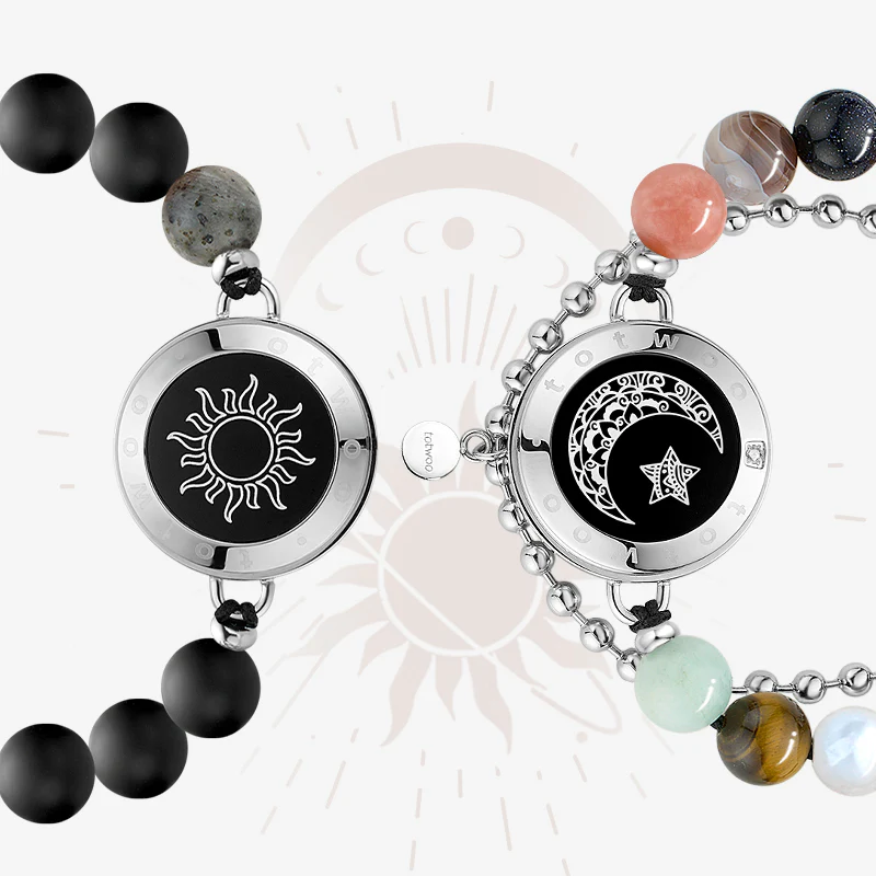 Sun & Moon Celestial Touch Bracelets with 13 Natural Stone Beads - Image 5