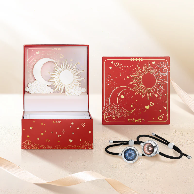 [Special Gift Packaging] Sun & Moon Touch Bracelets with Black Milan Rope - Image 3