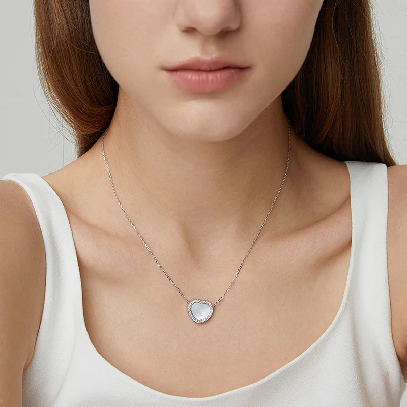 Totwoo Memory NFC Necklace(18K White Gold Plated Silver & Mother of Pearl) - Image 4