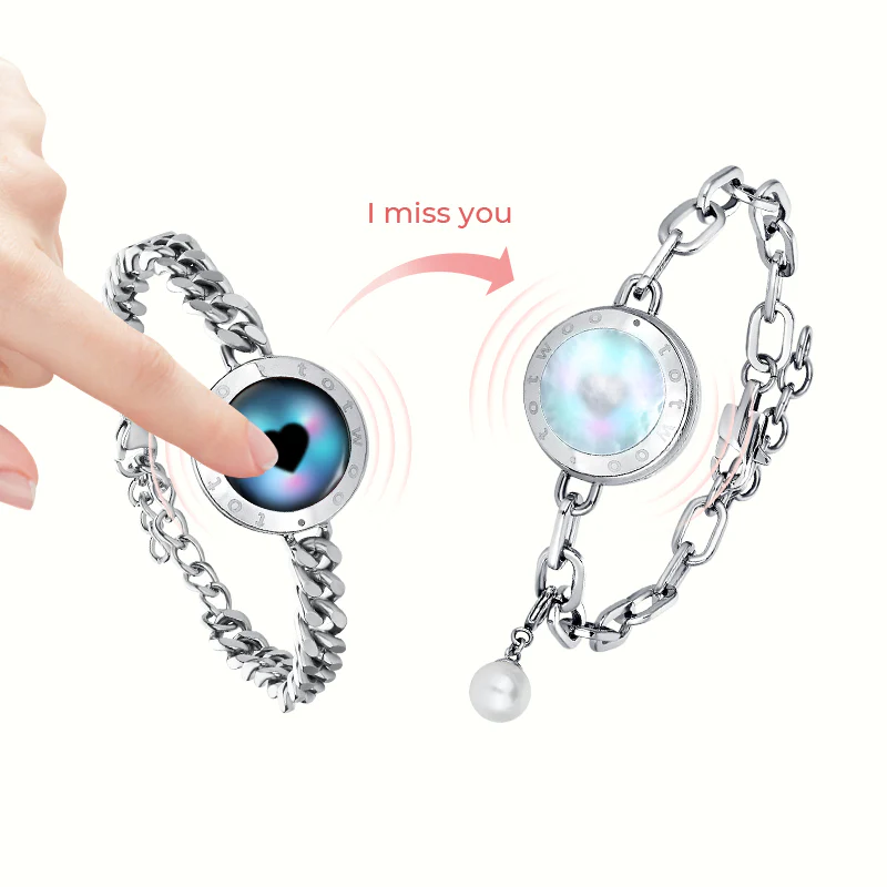 Soulmate 2.0 Single Touch Bracelet (Silver Cuban Chain) - Image 2